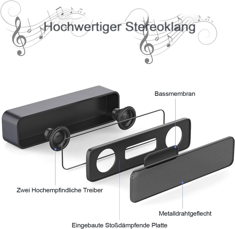 ADELGO SoundBar Mini USB Hangszóró PC-hez, Laptophoz - 5W Sztereó Hang, Plug and Play Csatlakozás, Kompakt Méret, Univerzális Kompatibilitás