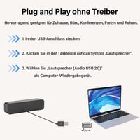 ADELGO SoundBar Mini USB Hangszóró PC-hez, Laptophoz - 5W Sztereó Hang, Plug and Play Csatlakozás, Kompakt Méret, Univerzális Kompatibilitás 6