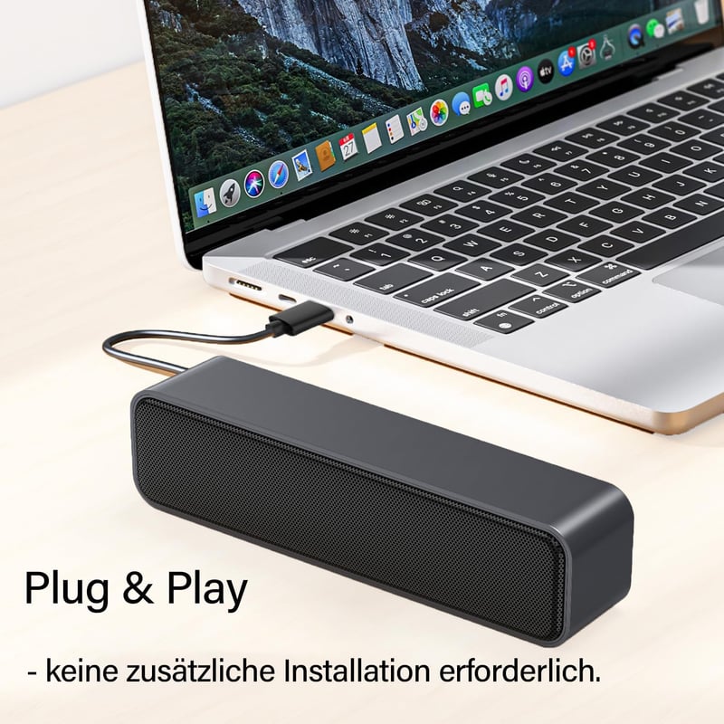 ADELGO SoundBar Mini USB Hangszóró PC-hez, Laptophoz - 5W Sztereó Hang, Plug and Play Csatlakozás, Kompakt Méret, Univerzális Kompatibilitás