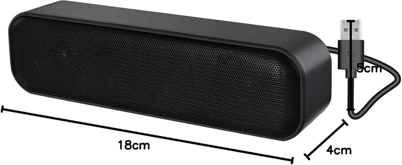 ADELGO SoundBar Mini USB Hangszóró PC-hez, Laptophoz - 5W Sztereó Hang, Plug and Play Csatlakozás, Kompakt Méret, Univerzális Kompatibilitás