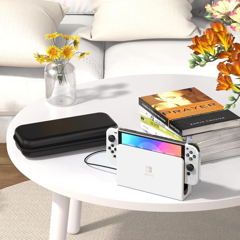 Nintendo Switch OLED védőtok és kiegészítő szett, átlátszó dokkolható tokkal