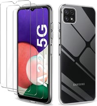 Samsung Galaxy A22 5G átlátszó szilikon tok + 3db fólia, ütésálló 8