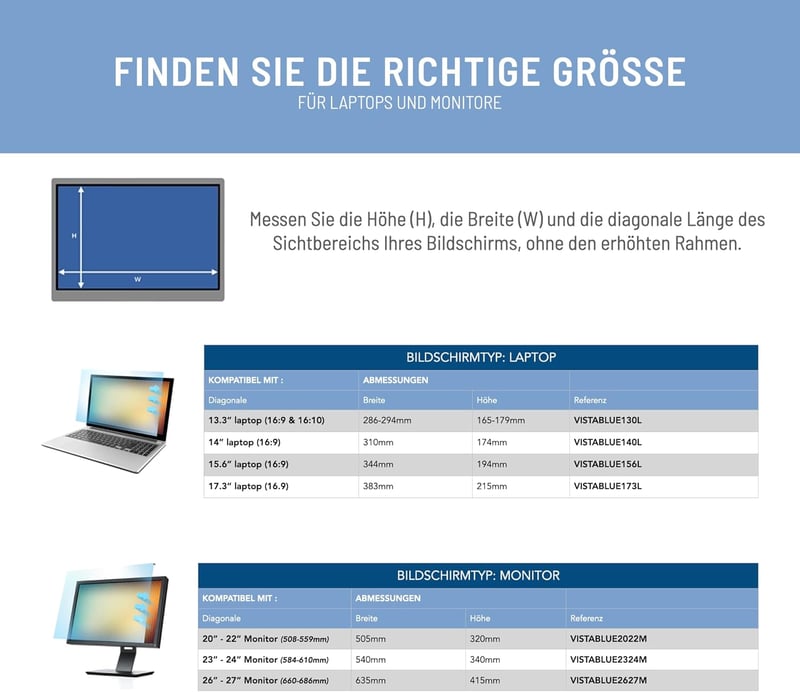 VistaProtect Kékfény Szűrő Monitor Védőszűrő 26-27" Képernyőkhöz - Szemvédelem Fejfájás és Szemfáradtság Ellen - Orvosi Fejlesztésű Monitors
