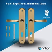 ADGO Ajtókilincs Szett Arany Színű 72mm Hosszú Lemez Alumínium Acél Beltéri Ajtókhoz Cilinder Zárhoz 2 Darabos 4