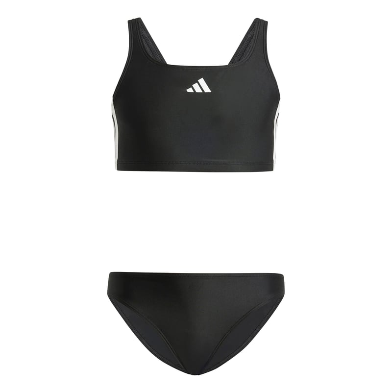 adidas 3-Stripes V-Back Bikini Lányoknak, Fekete/Fehér, 14-15 éves méret, Úszóruha