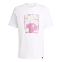 Pánske tričko s krátkym rukávom adidas Doodle Graphic – biele, veľkosť L – bavlnený vrchný diel s grafickou potlačou 4