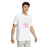 Pánske tričko s krátkym rukávom adidas Doodle Graphic – biele, veľkosť L – bavlnený vrchný diel s grafickou potlačou 2