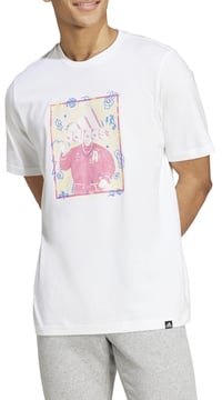 Pánske tričko s krátkym rukávom adidas Doodle Graphic – biele, veľkosť L – bavlnený vrchný diel s grafickou potlačou 3