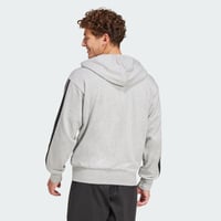 Hanorac cu fermoar și glugă pentru bărbați Adidas Essential Three Stripes French Terry - Medium Grey Heather/Black - Mărimea L 5