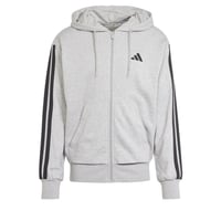 Hanorac cu fermoar și glugă pentru bărbați Adidas Essential Three Stripes French Terry - Medium Grey Heather/Black - Mărimea L 1