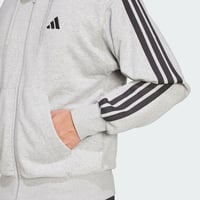 Hanorac cu fermoar și glugă pentru bărbați Adidas Essential Three Stripes French Terry - Medium Grey Heather/Black - Mărimea L 4