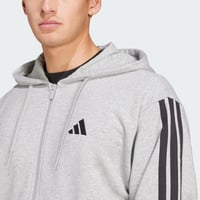 Hanorac cu fermoar și glugă pentru bărbați Adidas Essential Three Stripes French Terry - Medium Grey Heather/Black - Mărimea L 2