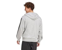 Hanorac cu fermoar și glugă pentru bărbați Adidas Essential Three Stripes French Terry - Medium Grey Heather/Black - Mărimea L 3