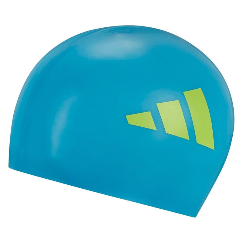 Detská plavecká čiapka adidas Kids 3-Stripes – farba Lucid Cyan/Pulse Lime, univerzálna veľkosť