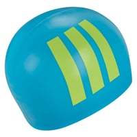Detská plavecká čiapka adidas Kids 3-Stripes – farba Lucid Cyan/Pulse Lime, univerzálna veľkosť 2