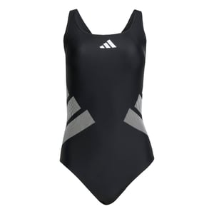 Dámske plavky Adidas Logo C-Back - čierna/biela - veľkosť 34