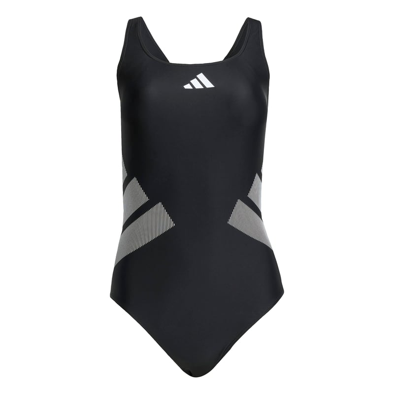 Dámske plavky Adidas Logo C-Back - čierna/biela - veľkosť 34