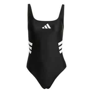 Costum de baie pentru femei adidas 3-Stripes U-Back – Negru/Alb, mărimea 38