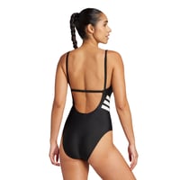 Costum de baie pentru femei adidas 3-Stripes U-Back – Negru/Alb, mărimea 38 2