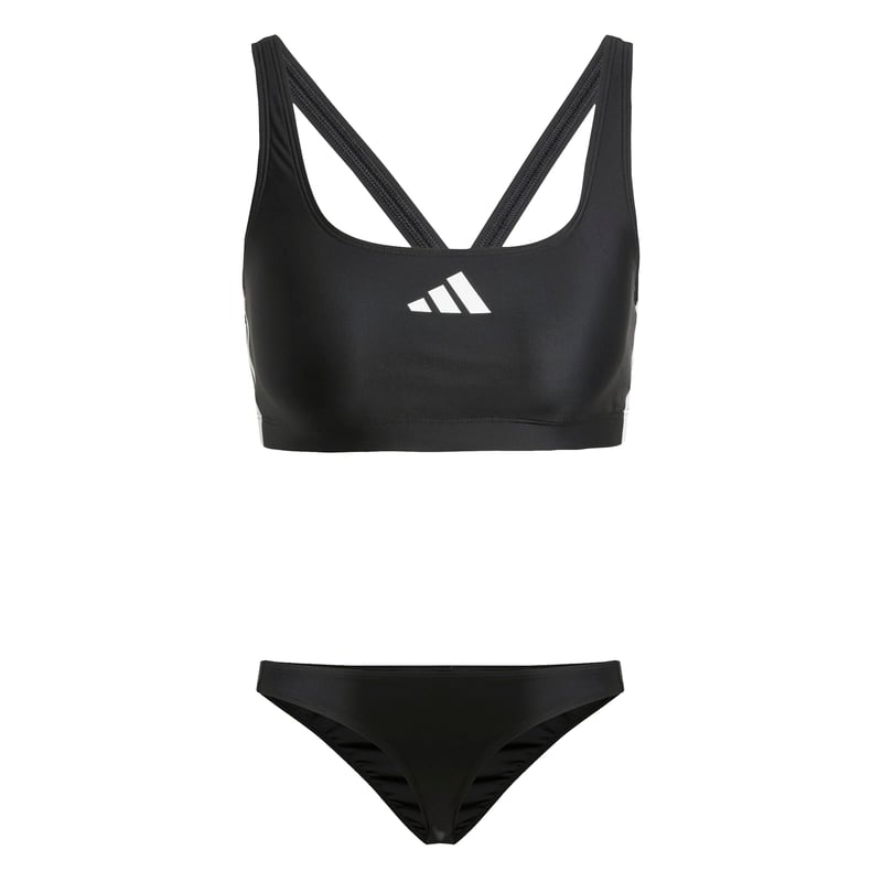 Dámske bikiny adidas 3 Stripes V-Back – čierna/biela, veľkosť 40