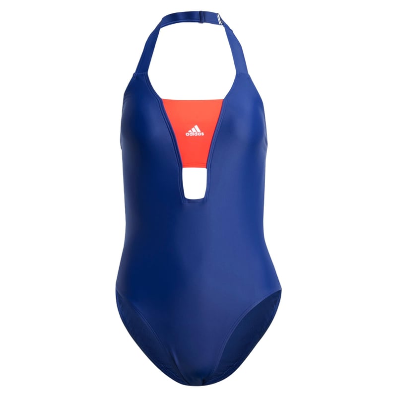 Costum de baie pentru femei adidas Sportswear Colorblock - Albastru închis/Roșu aprins, mărimea 38
