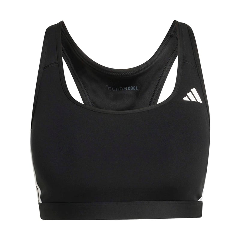 Sutien sport damă adidas Optime Essentials Workout 3-Stripes cu susținere medie - Negru/Alb, Mărimea XS