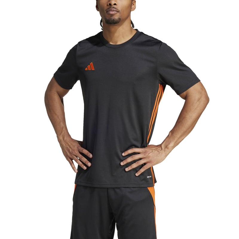 Pánsky futbalový dres adidas Tabela 23 - čierna/tímová oranžová, veľkosť XL - priedušný tréningový dres