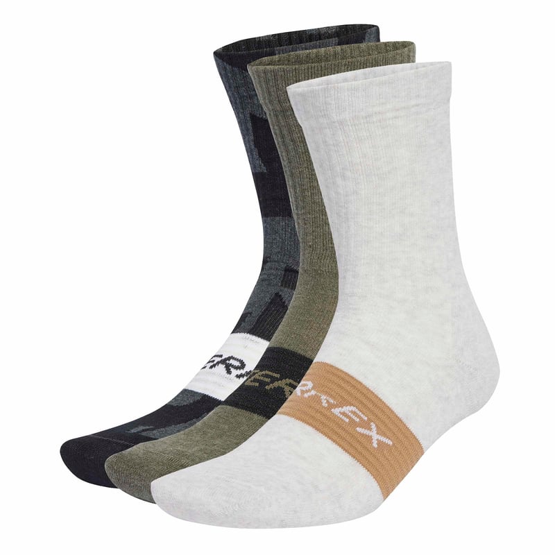 Unisex ponožky adidas Terrex Multi, 3 páry – čierna/olivová/biela – veľkosť 40-42