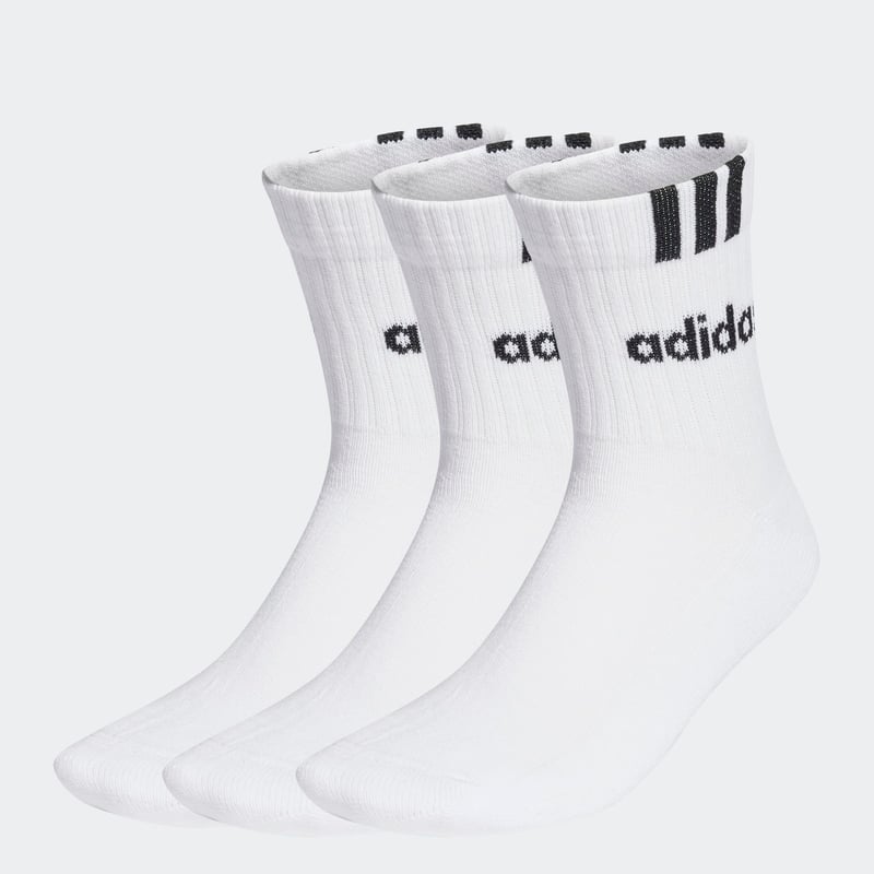 Șosete unisex adidas 3-Stripes Linear Half-Crew, cu amortizare, 3 perechi