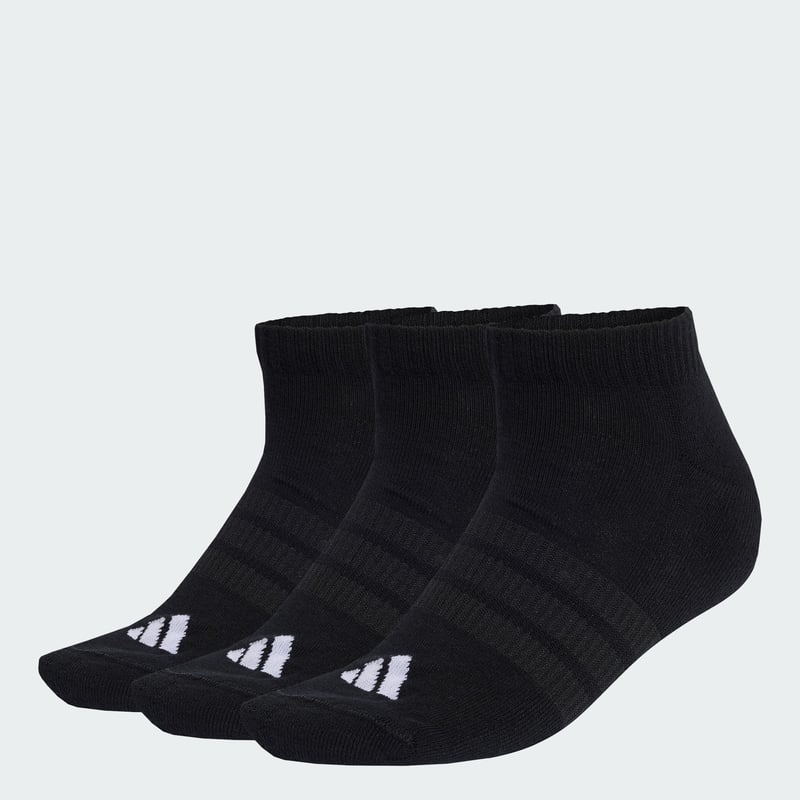 Unisex polstrované ponožky adidas Essentials Low Cut, 3 páry, čierne/biele, veľkosť 40-42