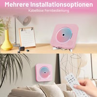Prenosný CD prehrávač Adirigo s Bluetooth, nástenným a stolovým držiakom, HiFi reproduktormi, podporou AUX/USB, ružový 3