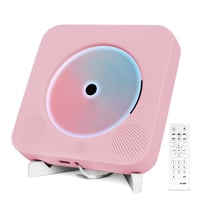 Prenosný CD prehrávač Adirigo s Bluetooth, nástenným a stolovým držiakom, HiFi reproduktormi, podporou AUX/USB, ružový 1