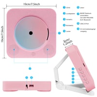 Prenosný CD prehrávač Adirigo s Bluetooth, nástenným a stolovým držiakom, HiFi reproduktormi, podporou AUX/USB, ružový 2