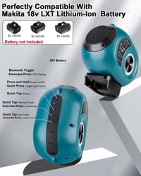 Bluetooth reproduktor Adisipsoarin pre akumulátor Makita 18V LXT, HD zvuk, párovanie TWS, Bluetooth 5.3, modrý, 6,6-palcový, na stavbu, do domácnosti 2