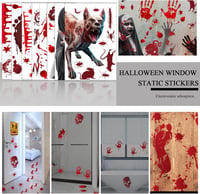 Adisno Halloween Véres Matrica Szett - 8 db Kétoldalas Ablakdekoráció, Véres Kéznyomok, Lábnyomok, Újrahasználható PVC Halloweeni Dekoráció, 5