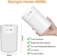 Adiwo 600ML hűtő párásító, csendes 30dB, éjszakai fény, 18 órás üzemidő, otthonhoz 3