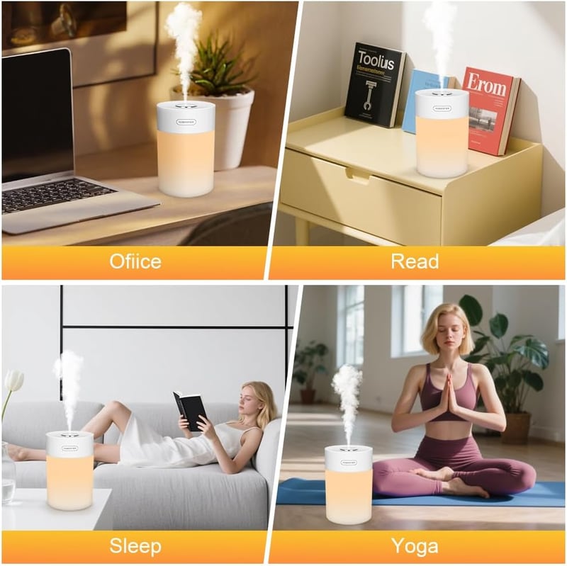 Adiwo 600ML hűtő párásító, csendes 30dB, éjszakai fény, 18 órás üzemidő, otthonhoz