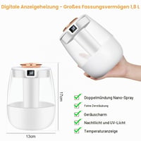 Mini zvlhčovač vzduchu Adiwo 1,8 l s UV sterilizáciou, nočným svetlom, ukazovateľom vlhkosti, USB, tichý, biely, do detskej izby a spálne 3