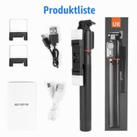 Trepied Selfie Stick Adiwo 170 cm, Suport Telefon Extensibil 3 în 1 cu 2 Lumini de Umplere, Telecomandă Bluetooth, Compatibil Android și iOS, Negru 8