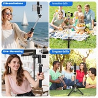 Trepied Selfie Stick Adiwo 170 cm, Suport Telefon Extensibil 3 în 1 cu 2 Lumini de Umplere, Telecomandă Bluetooth, Compatibil Android și iOS, Negru 7
