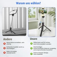 Trepied Selfie Stick Adiwo 170 cm, Suport Telefon Extensibil 3 în 1 cu 2 Lumini de Umplere, Telecomandă Bluetooth, Compatibil Android și iOS, Negru 4