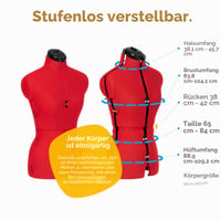 Adjustoform Krojačka lutka s 8 podesivih dijelova, veličina EU 38-46, mala veličina, najlonski materijal boje maka 2