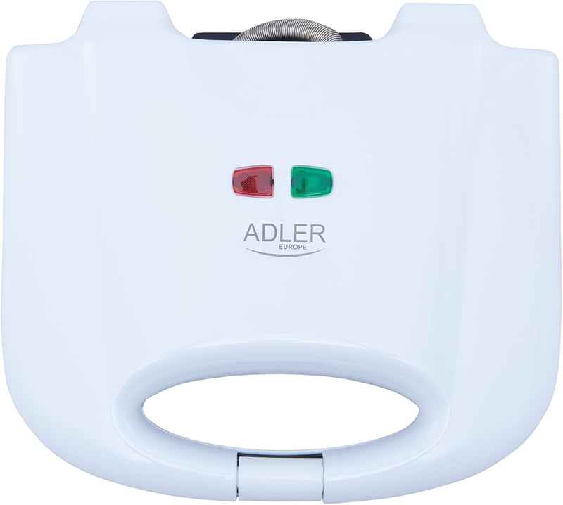 ADLER 700W Gofrisütő 2 Négyzet Alakú Gofrihoz Kompakt Fekete-Ezüst