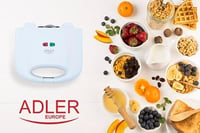 ADLER 700W Gofrisütő 2 Négyzet Alakú Gofrihoz Kompakt Fekete-Ezüst 6