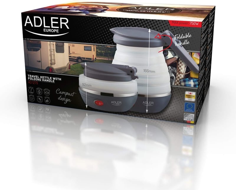 Adler AD1279 Összecsukható Elektromos Vízforraló 0,6L 750W BPA-Mentes Szilikon