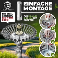 Adler Focus Light žičana četka za uklanjanje korova za trimer 2025 - 25,4 mm rupa s adapterom od 20 mm, uklanjanje korova 4
