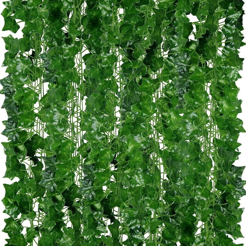 ADORAMOUR Set ghirlande cu iederă artificială, 48 bucăți, 210 cm, decor perete verde, interior-exterior