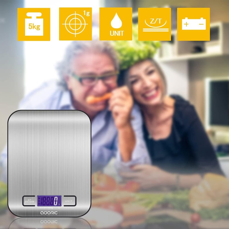 ADORIC Digitális Konyhai Mérleg 5kg Precíziós Elektronikus Mérleg LCD Kijelzővel