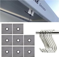 Adunsiaoto 8 darabos lakóautó napellenző horog szett, csővezetékhez, szürke-fehér, 5-8 mm 1
