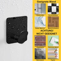 Adurei 6 db öntapadós rozsdamentes acél törölközőtartó horog szett fekete - 6 pcs, Black & Square 6